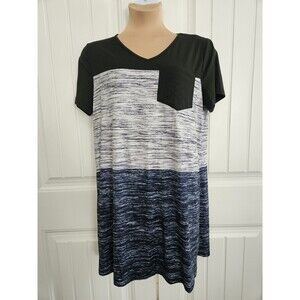 Shein Curve Colorblock t shirt Dress Gray Black Blue 0X Pocket